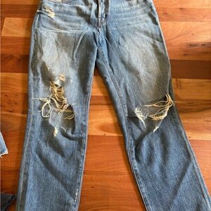 J Brand Light Blue Ripped Boyfriend Jeans